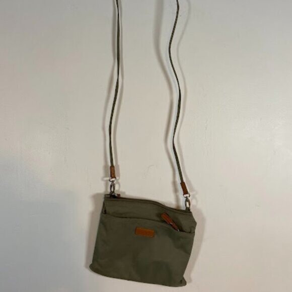 Bench Olive Green Brown Leather Canvas Women's Crossbody Bag Medium - Picture 2 of 6